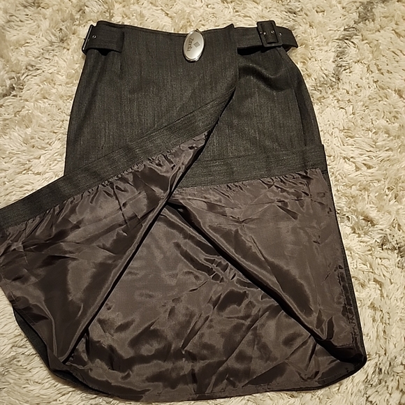 Zanella Italian Platinum Stretch wool lined handcrafted wrap skirt Sz 8T -NWT - Picture 9 of 12